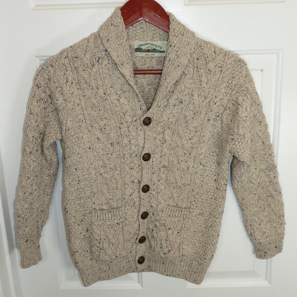 Aran Crafts Merino Wool Cardigan Shawl Neck Youth 8-11 Years Ireland - Picture 1 of 5